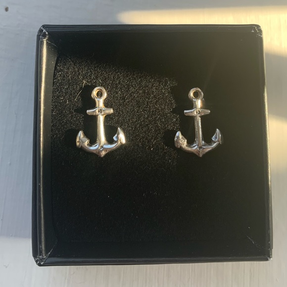 Sterling Silver Anchor Earrings - Picture 8 of 9